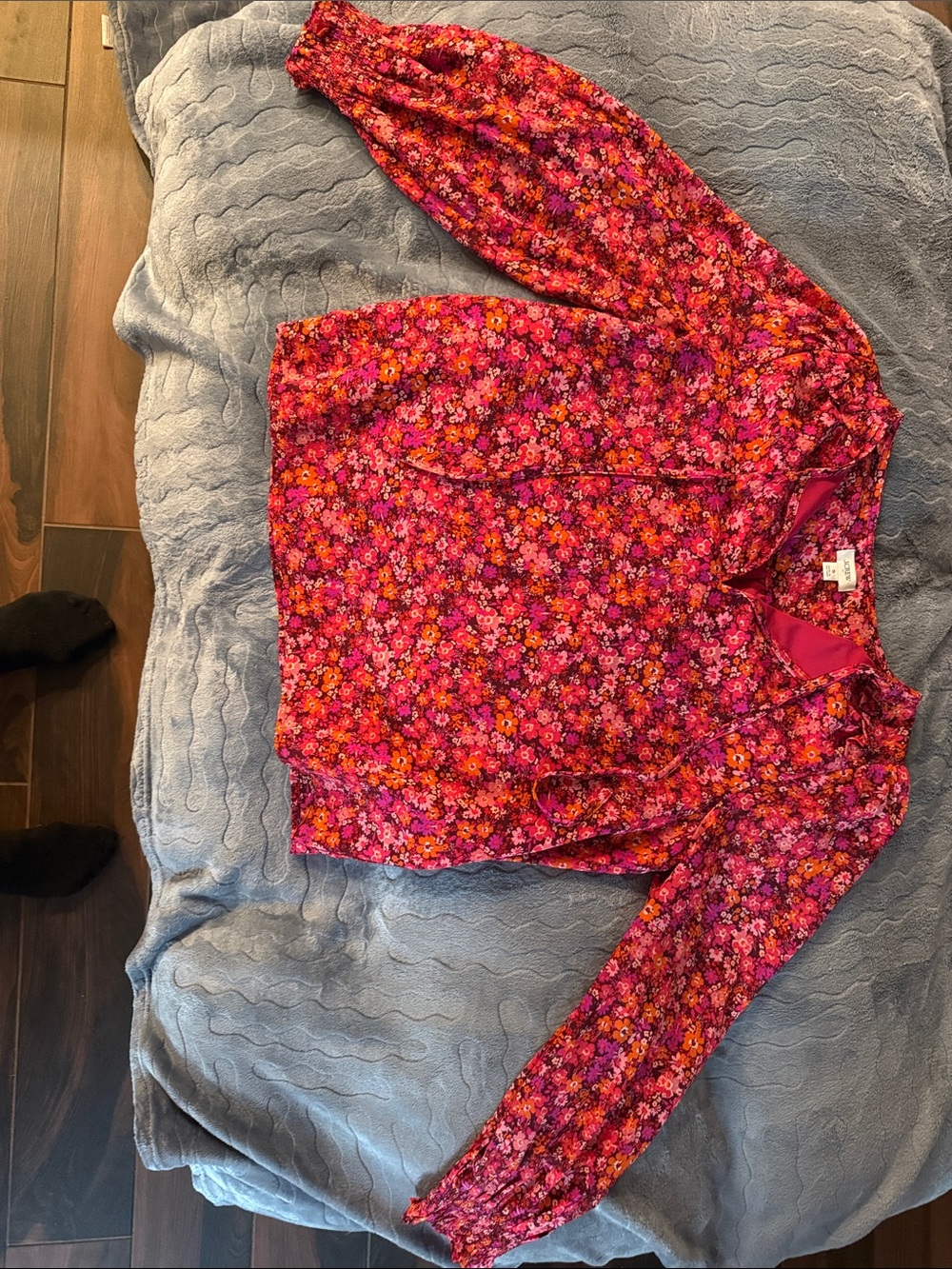 JCrew Floral Button-Front Blouse in Pink and Red